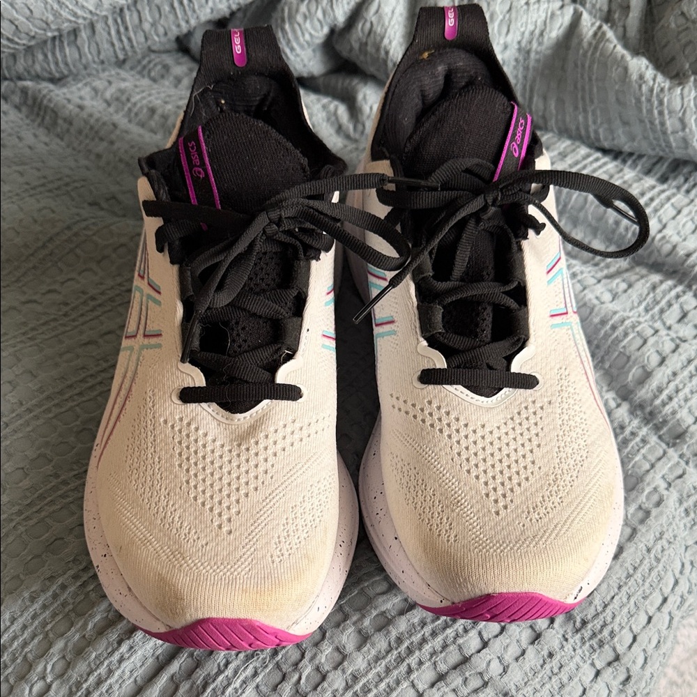 ASICS Women's Athletic Shoes - Cream with Pink and Black Accents
